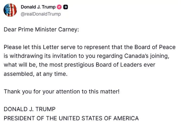 Trump's Disinvitation of Canadian PM Mark Carney from Board of Peace Sparks Diplomatic and Economic Repercussions